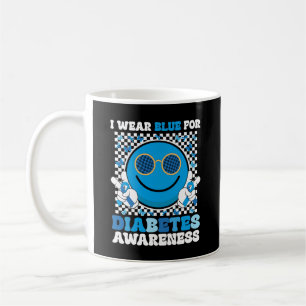 Taza De Café Uso Azul Para La Diabetes Conciencia De La Cara De