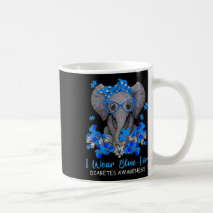 Taza De Café Uso Azul Para La Diabetes Concienciación Elefante