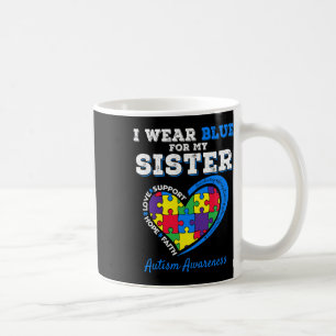 Taza De Café Uso Azul Para Mi Hermana Hermano De Concienciación