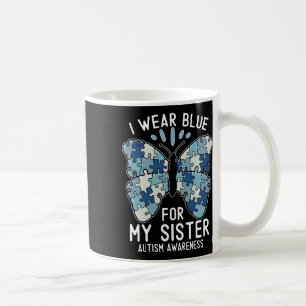 Taza De Café Uso Azul Para Mi Hermana Hermano De Concienciación