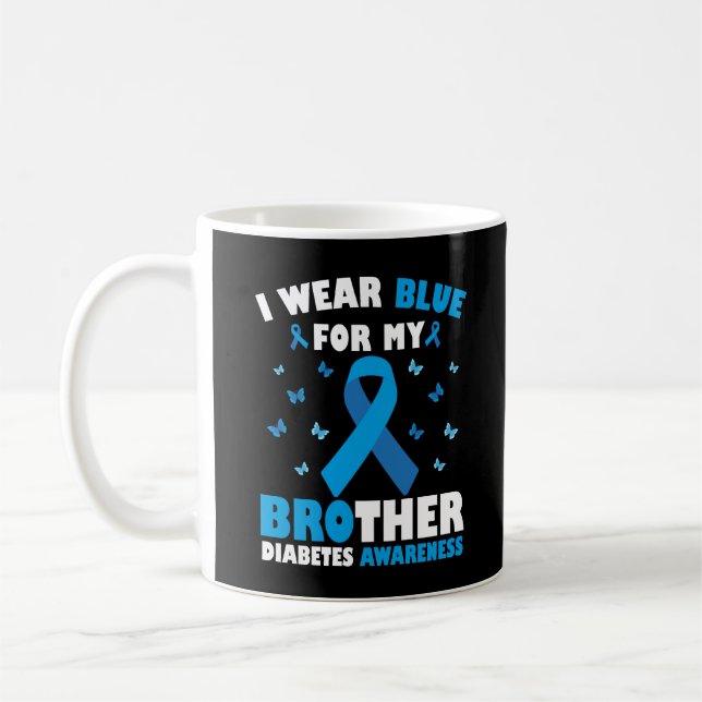 Taza De Café Uso Azul Para Mi Hermano Diabetes Conciencia T1D (Izquierda)