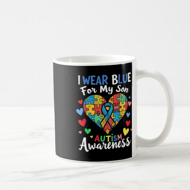 Taza De Café Uso Azul Para Mi Hijo Autismo Concienciación Hombr (Derecha)