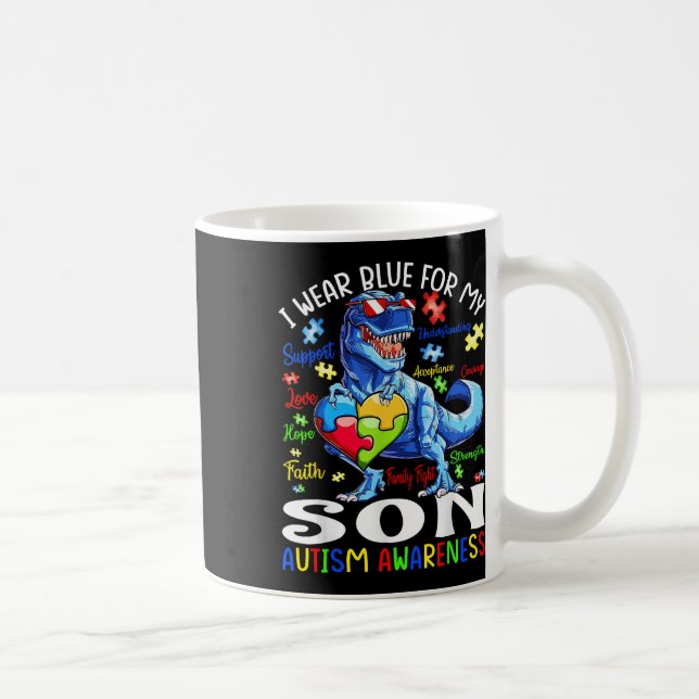 Taza De Café Uso Azul Para Mi Hijo Conciencia De Autismo T Rex (Derecha)