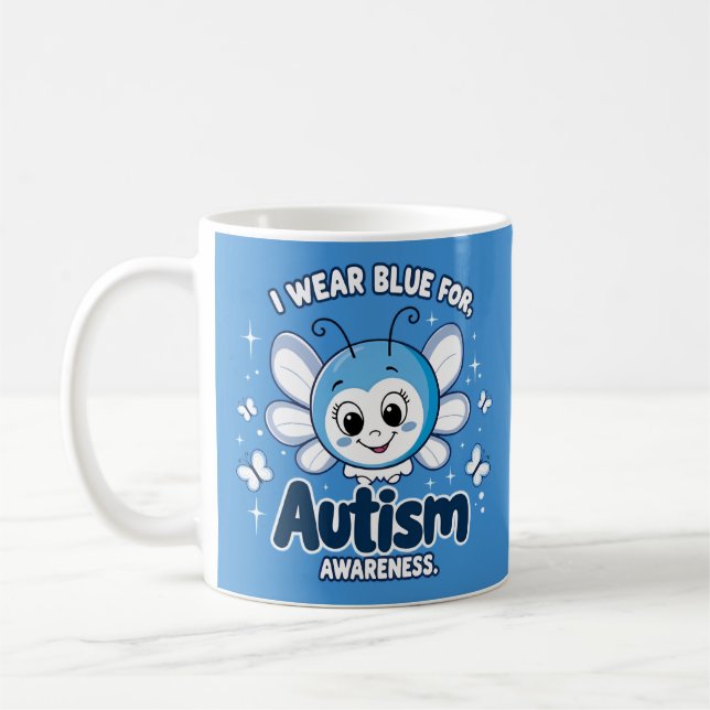 Taza De Café Uso el azul para la conciencia del autismo (Izquierda)