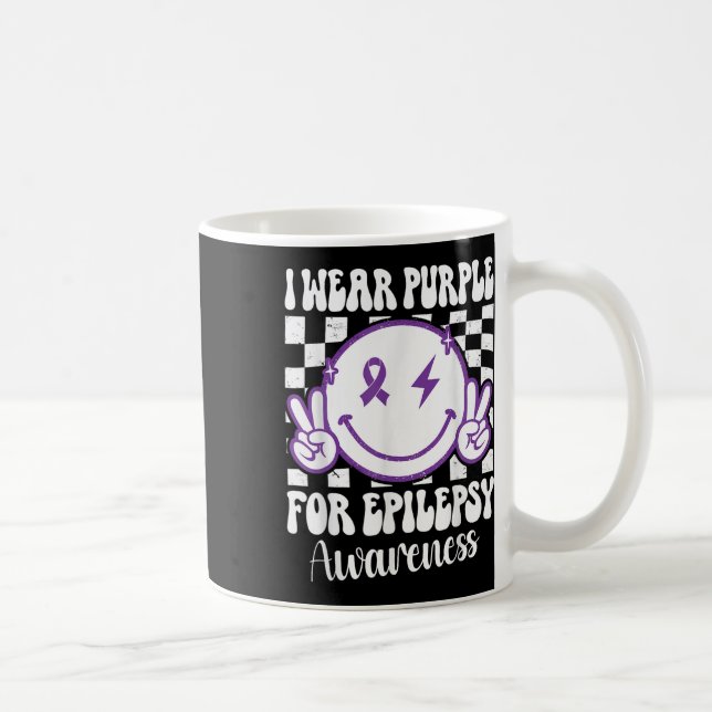 Taza De Café Uso Púrpura Para La Epilepsia De Conciencia Sonris (Derecha)