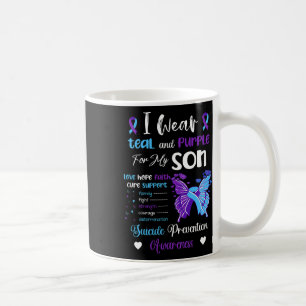 Taza De Café Uso Verde azulado Y Morado Para Mi Hijo Suicidio P