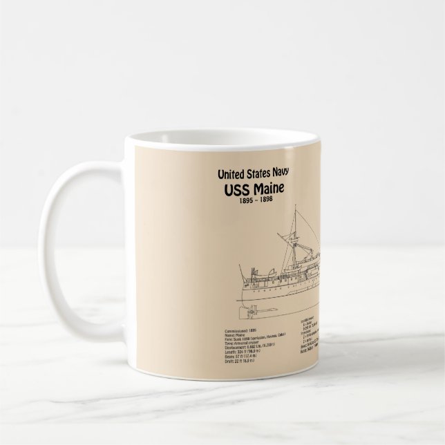 Taza De Café USS Maine - Planes de trazado de buques SD (Izquierda)