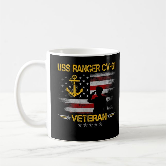 Taza De Café USS Ranger CV-61 Aeronave Portadora Veterana Bande (Izquierda)