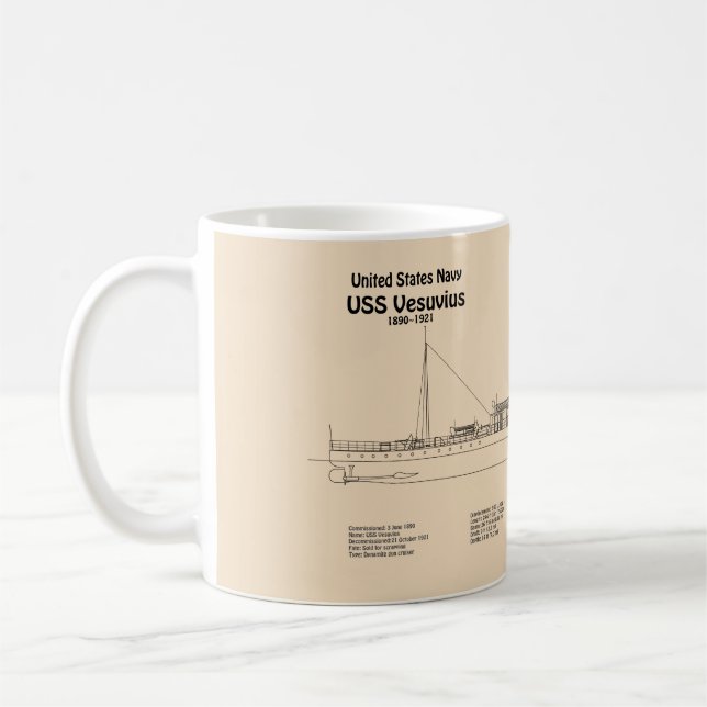 Taza De Café USS Vesuvius - Planes de trazado de buques SD (Izquierda)