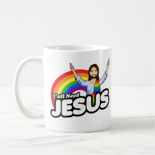 Taza De Café Ustedes necesitan a Jesús - Jesús Arcoíris