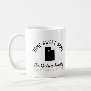 Taza De Café Utah Hogar Dulce Familia Monograma Mug