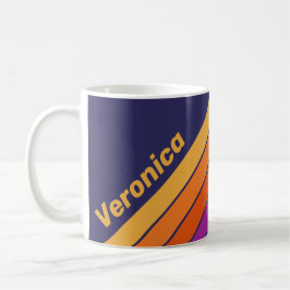 Taza De Café Uvas Vintage Rayas de Arcoíris con Nombre