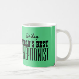 Taza De Café V03 verde y negro del mejor RECEPCIONISTA del