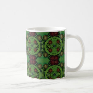 Taza De Café V2 Retro tazón de diseño verde y marrón de los año