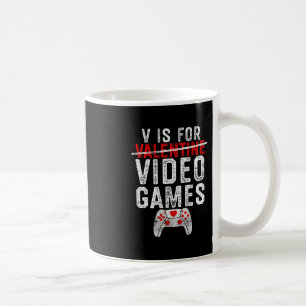 Taza De Café V Es Para San Valentín De Videojuegos Para Hombres