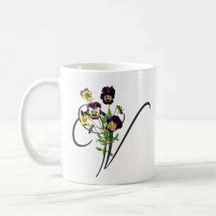 Taza De Café V inicial con Violas de época