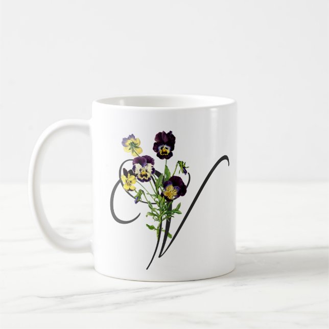 Taza De Café V inicial con Violas de época (Izquierda)