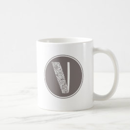 Taza De Café V Monograma Floral Inicial