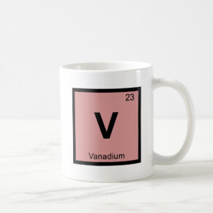 Taza De Café V- Química del Vanadio Símbolo de la Tabla Periódi