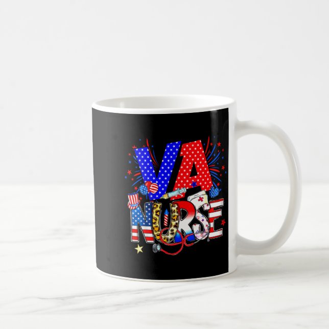 Taza De Café Va Nurse 4th Of July American Flag Stethoscope  (Derecha)