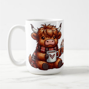 Taza De Café Vaca Adorable de las Tierras Altas Disfrutando de