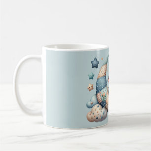 Taza De Café Vaca Adorable de Parche con Luna y Estrellas