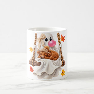 Taza De Café Vaca Alta Fantasma Bonita Otoño Halloween Columpio