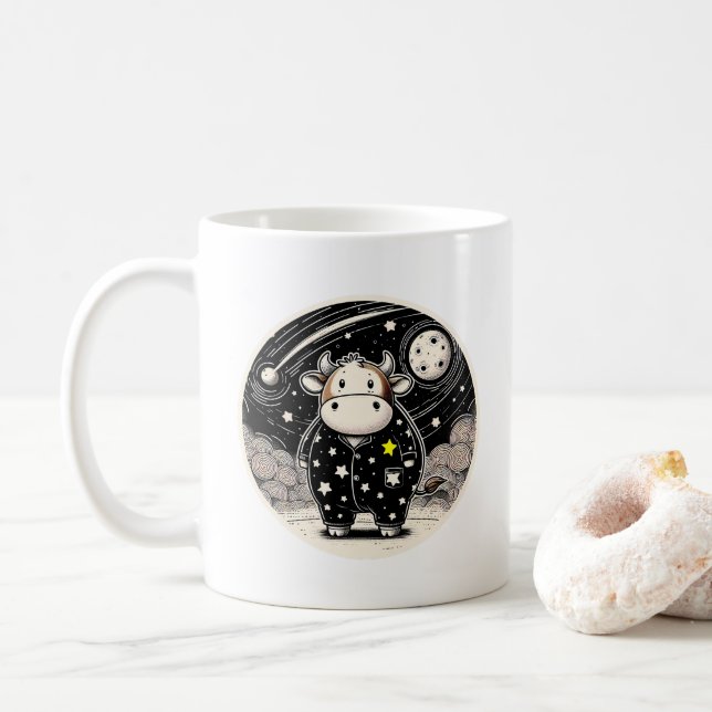 Taza De Café Vaca Chubby en pijamas (Con donut)