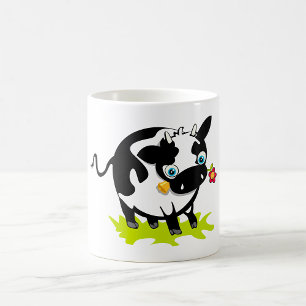 Taza De Café Vaca Con Una Flor