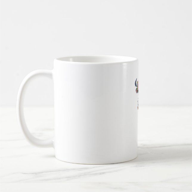 Taza De Café Vaca coronada con flores camiseta clásica (Izquierda)