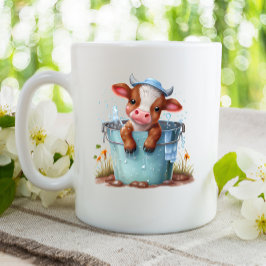 Taza De Café Vaca corta en una granja monogramada personalizada