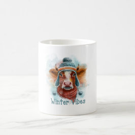 Taza De Café Vaca De Invierno En Un Tobogán