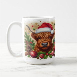 Taza De Café Vaca de las Tierras Altas con sombrero de Santa Na