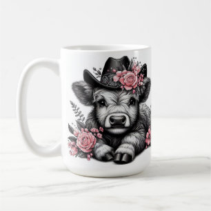 Taza De Café Vaca de las Tierras Altas con Sombrero y Decoració