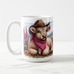 Taza De Café Vaca de las Tierras Altas con sombrero y pañuelo