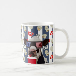 Taza De Café Vaca de patrón de palomitas retro