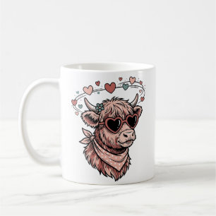 Taza De Café Vaca de San Valentín Adorable Grabado Vintage Cora