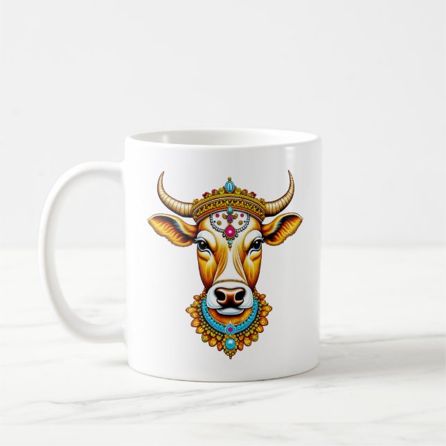Taza De Café Vaca decorada de Pongal (Izquierda)