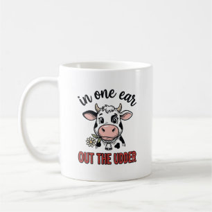 Taza De Café Vaca Divertida Con Una Oreja Fuera De La Camiseta