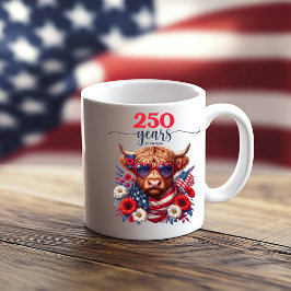 Taza De Café Vaca floral de 250 años de libertad