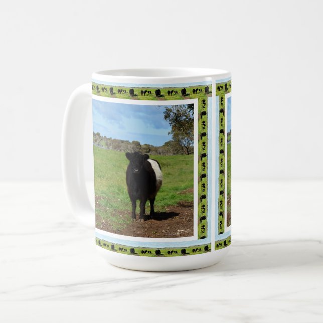 Taza De Café Vaca Galloway Bellada Femenina Enmarcada, (Anverso izquierdo)