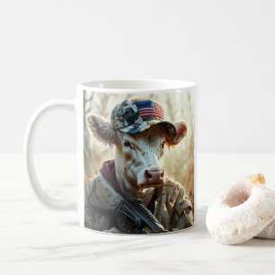 Taza De Café Vaca Guay MAGA con arma y camuflaje AMÉRICA