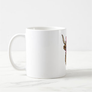 Taza De Café Vaca Highland adorable con gafas de corazón rosa V