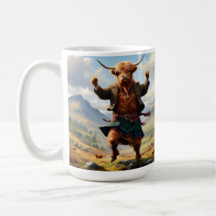 Taza De Café Vaca Highland Bailando Con La Huida De Highland,
