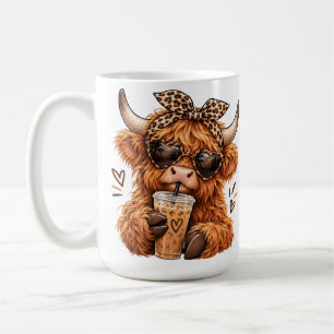 Taza De Café Vaca Highland Cute Estampado Leopardo Amante del C