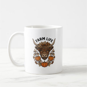 Taza De Café Vaca Highland de Otoño con Gafas de Corazón