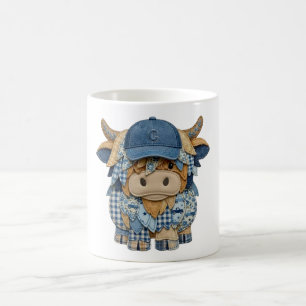 Taza De Café Vaca Highland de parches de mezclilla