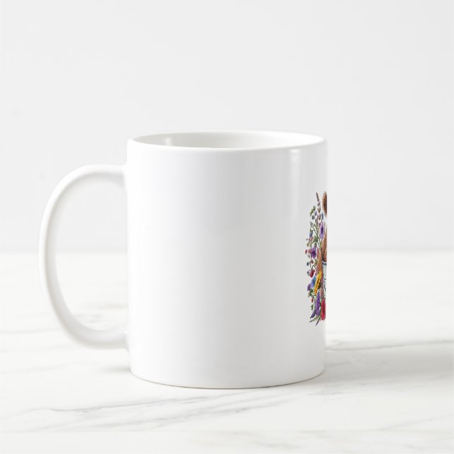 Taza De Café Vaca Highland en balde de flores, lindo (Izquierda)