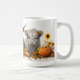 Taza De Café Vaca Highland, girasoles