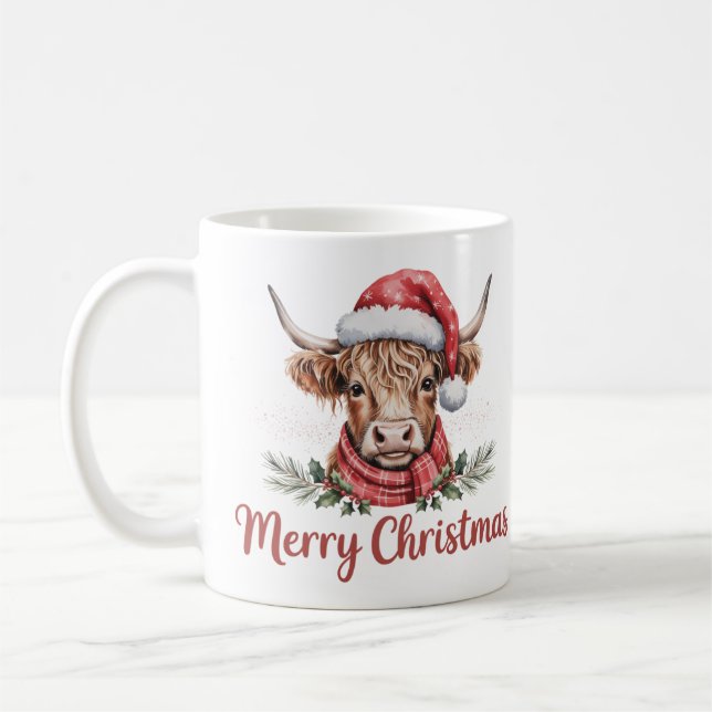 Taza De Café Vaca Highland navidades | Café festivo (Izquierda)